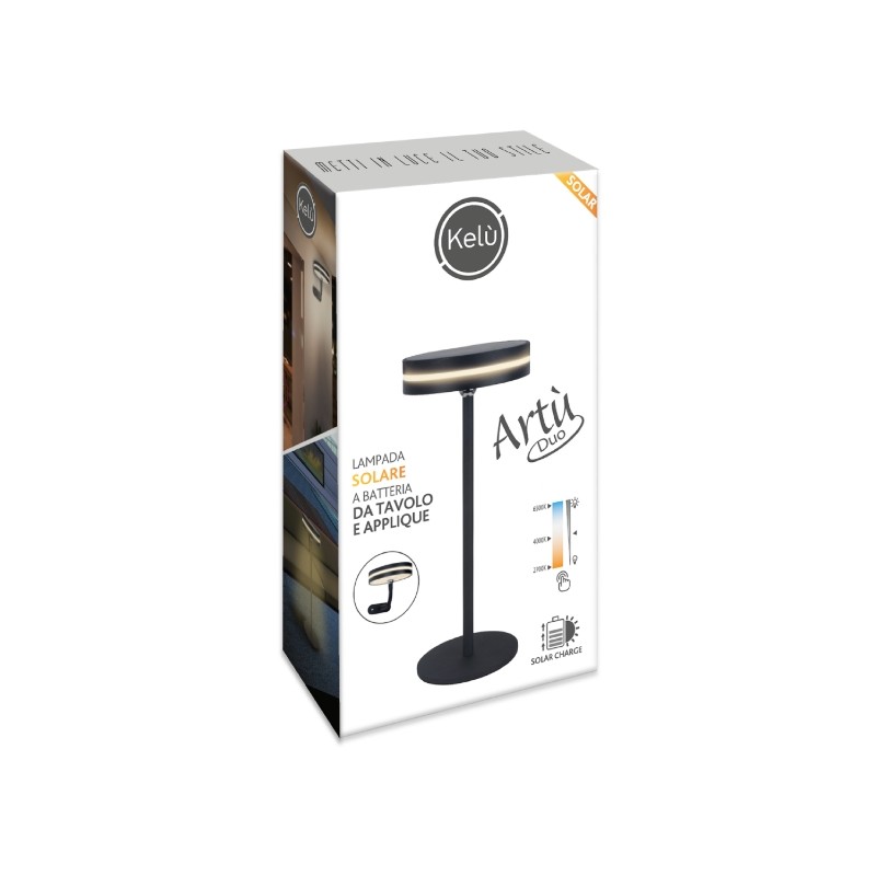 Buy KELU Lamp - ARTU DUO - Solar & USB Rechargeable Lamp 150lm 4000mAh Black in Cyprus, Nicosia, Limassol, Larnaka, Pafos
