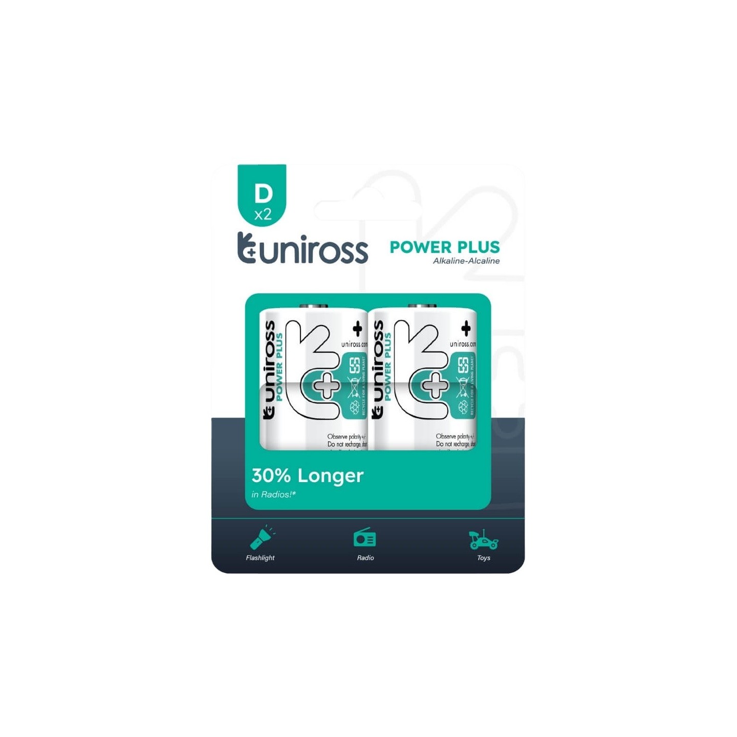 Uniross Alkaline D Power Plus Batteries - 2 Pcs (New) — Buy in Cyprus with Fast Delivery