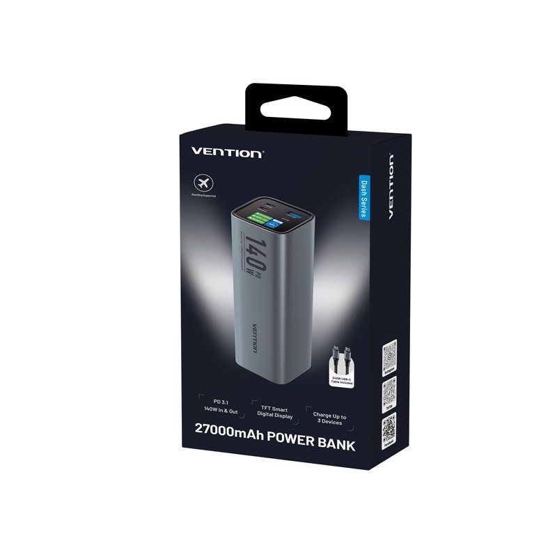 Buy Vention Powerbank 27000mAh 140W 3xUSBC+USB-A - FHVH0 - 27000mAh 140W 3xUSBC+... in Cyprus, Nicosia, Limassol, Larnaka, Pafos