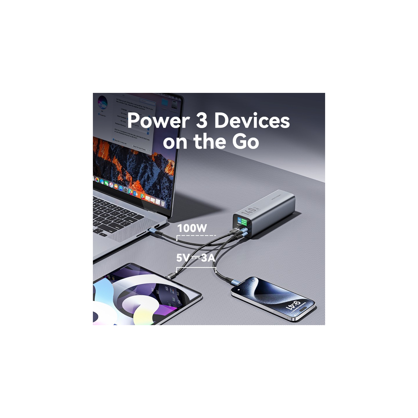 Vention Powerbank 27000mAh 140W 3xUSBC+USB-A - FHVH0 - 27000mAh 140W 3xUSBC+USB-A — Buy in Cyprus with Fast Delivery