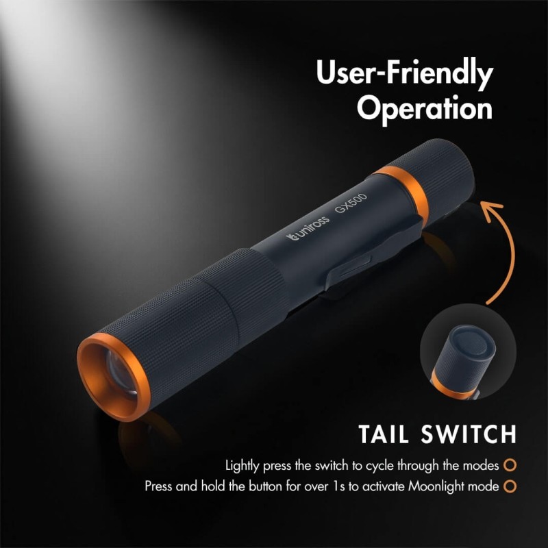 Buy Uniross USB Rechargeable Torch - GX500 - IP44 Waterproof Aluminium 1000 lume... in Cyprus, Nicosia, Limassol, Larnaka, Pafos