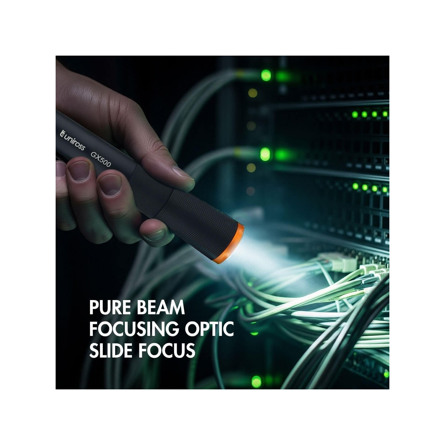 Uniross USB Rechargeable Torch - GX500 - IP44 Waterproof Aluminium 1000 lumens 140m Beam 120hrs Battery