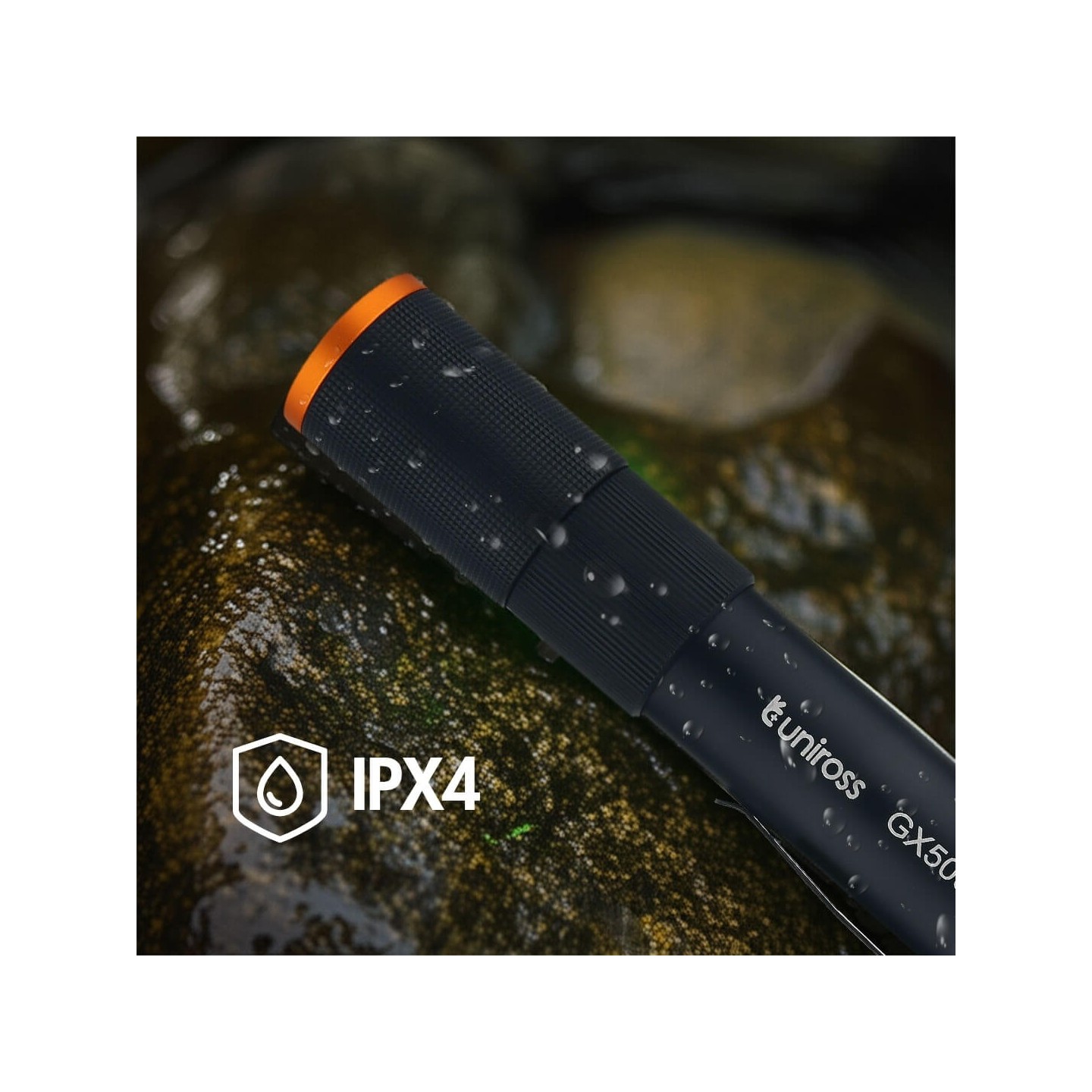 Uniross USB Rechargeable Torch - GX500 - IP44 Waterproof Aluminium 1000 lumens 140m Beam 120hrs Battery