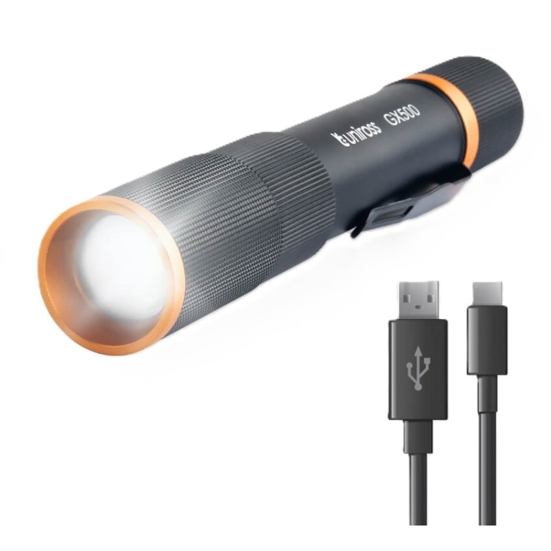 Buy Uniross USB Rechargeable Torch - GX500 - IP44 Waterproof Aluminium 1000 lume... in Cyprus, Nicosia, Limassol, Larnaka, Pafos