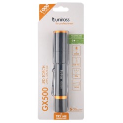 Buy Uniross USB Rechargeable Torch - GX500 - IP44 Waterproof Aluminium 1000 lume... in Cyprus, Nicosia, Limassol, Larnaka, Pafos