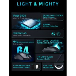 Thunderobot ML602 SE Wireless Gaming Mouse - PAW3104 8000DPI - White (Boxed) — Buy in Cyprus with Fast Delivery