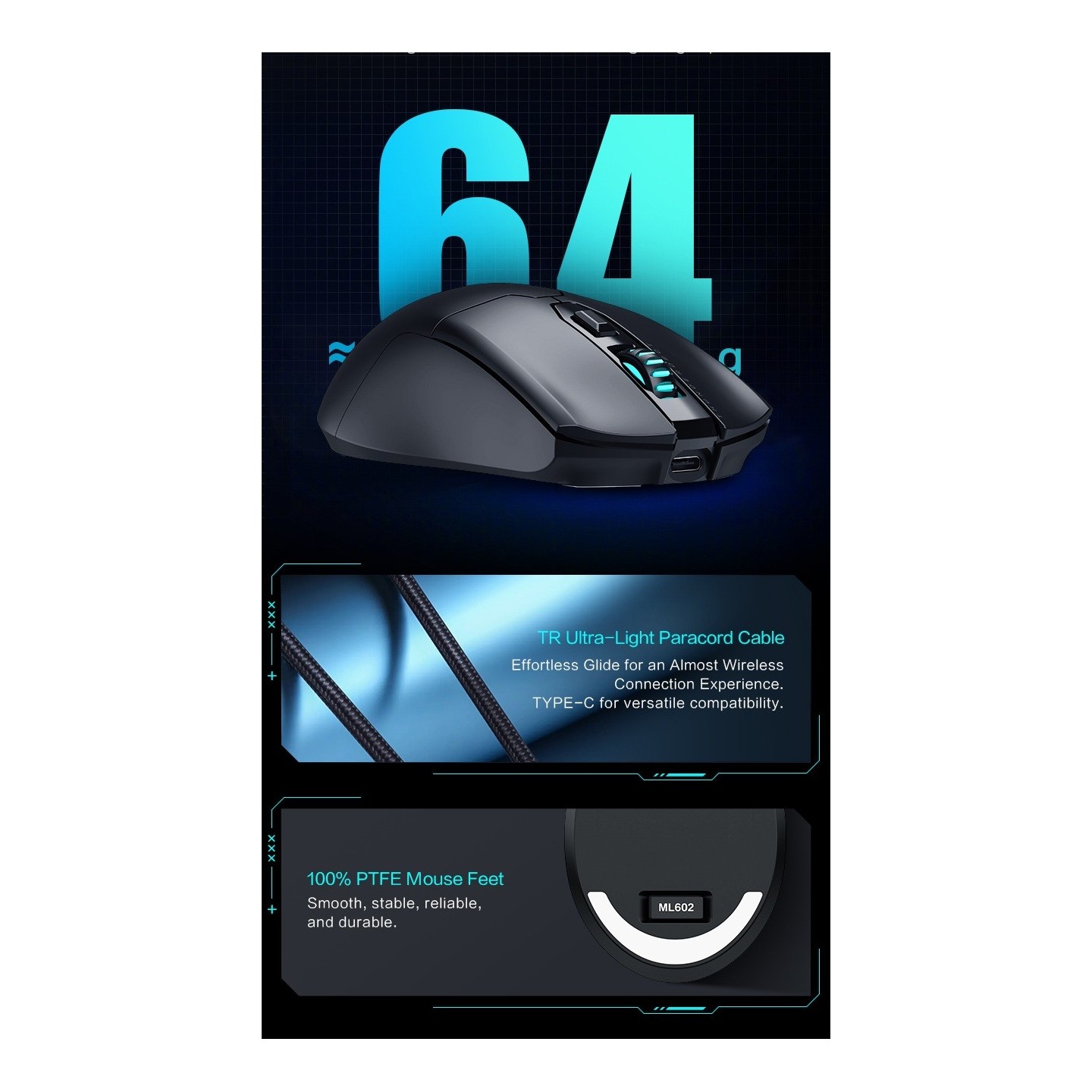 Thunderobot ML602 SE Wireless Gaming Mouse - PAW3104 8000DPI - White (Boxed) — Buy in Cyprus with Fast Delivery