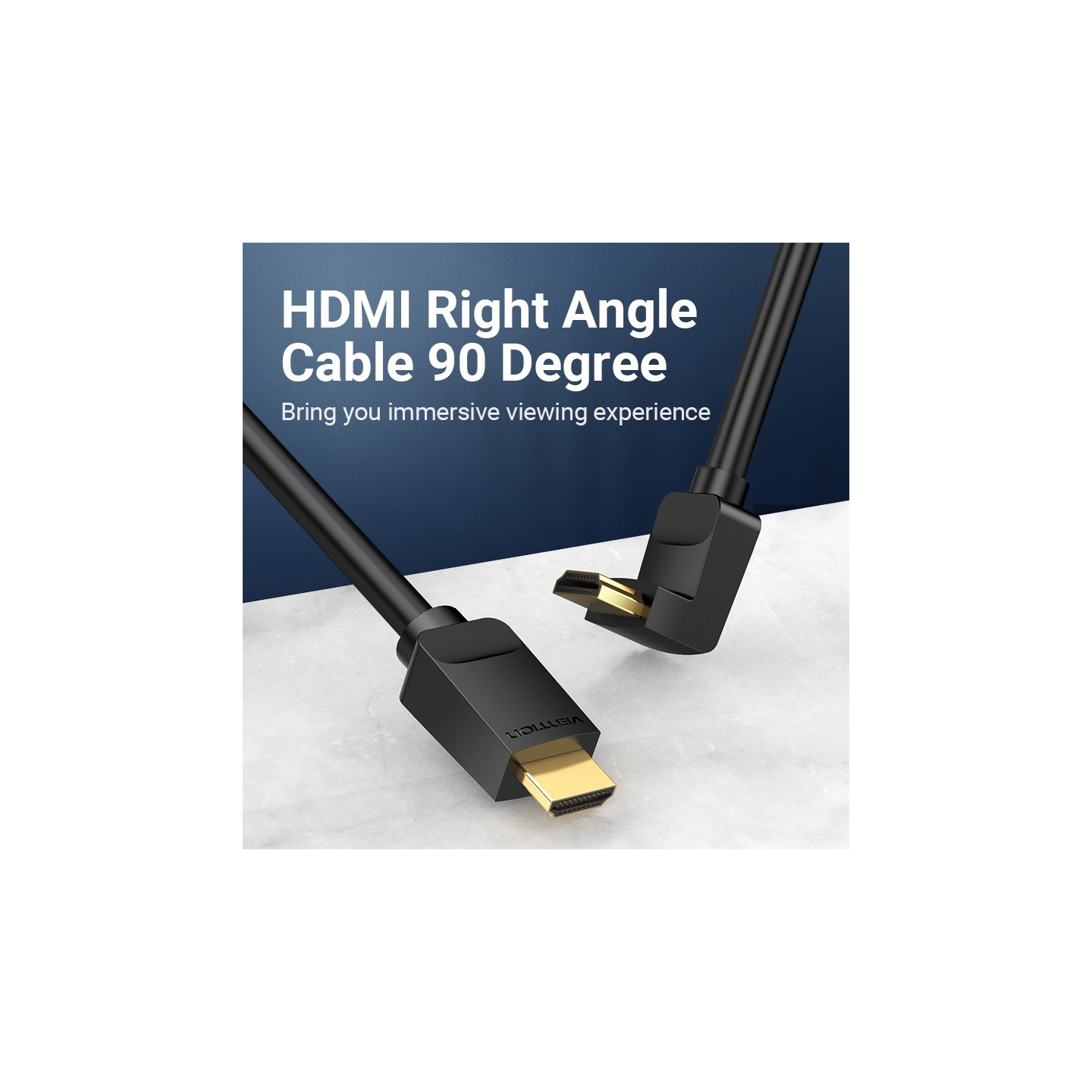 Vention HDMI Cable - AARBG - Right Angle 90 Degrees 1.5m — Buy in Cyprus with Fast Delivery