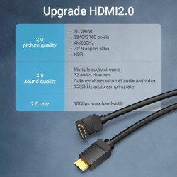 Buy Vention HDMI Cable - AARBG - Right Angle 90 Degrees 1.5m in Cyprus, Nicosia, Limassol, Larnaka, Pafos
