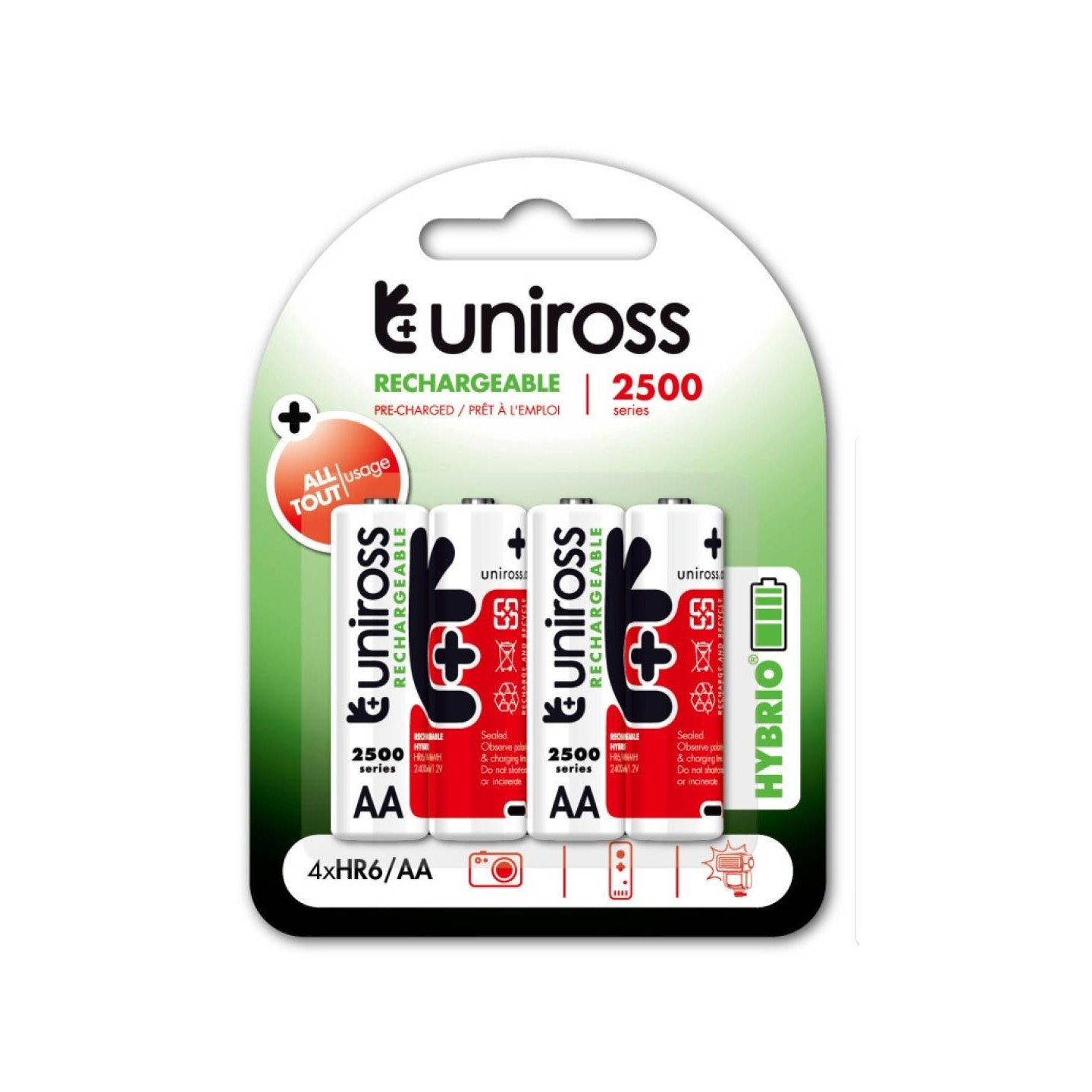 Uniross AA 2500 Hybrio Rechargeable Battery - 4pcs — Buy in Cyprus with Fast Delivery
