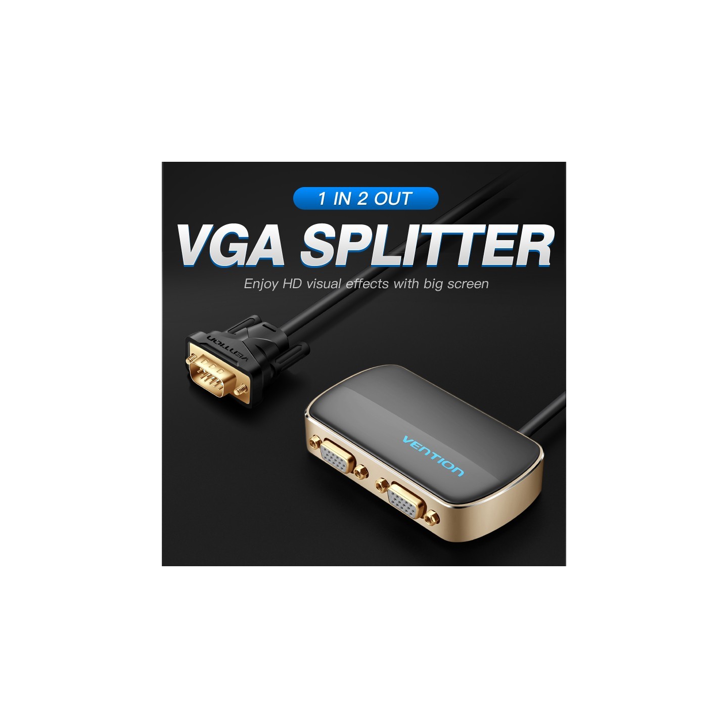 Vention VGA Splitter - DBABF - 2-Port with Power & VGA Cable 1.0m — Buy in Cyprus with Fast Delivery