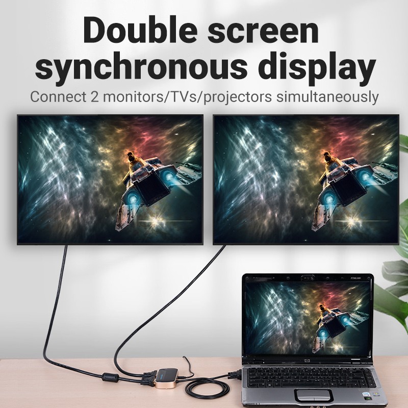 Buy Vention VGA Splitter - DBABF - 2-Port with Power & VGA Cable 1.0m in Cyprus, Nicosia, Limassol, Larnaka, Pafos