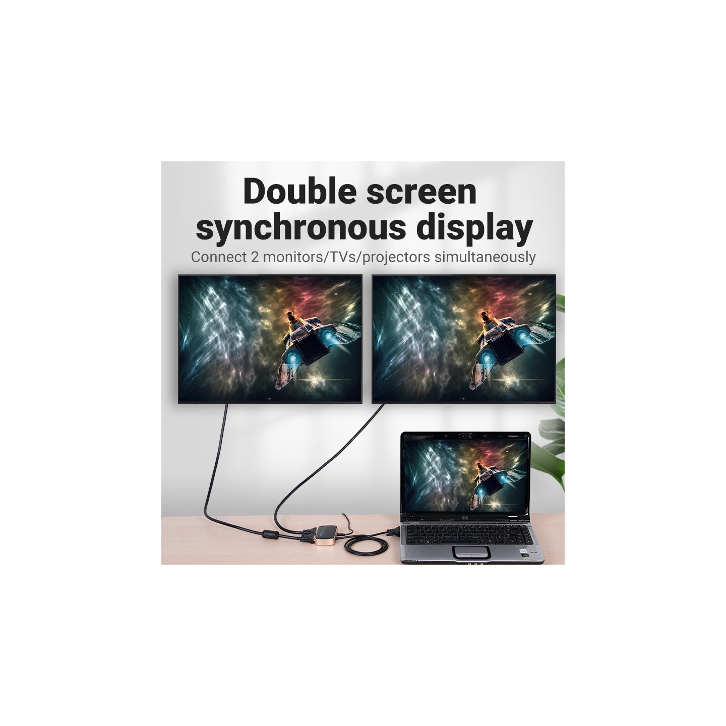 Vention VGA Splitter - DBABF - 2-Port with Power & VGA Cable 1.0m — Buy in Cyprus with Fast Delivery