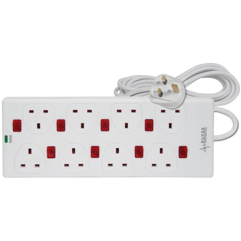 Buy Mercury 8-Gang Power Extension 2.0m with Switches & Surge Protection 429.797UK in Cyprus, Nicosia, Limassol, Larnaka, Pafos