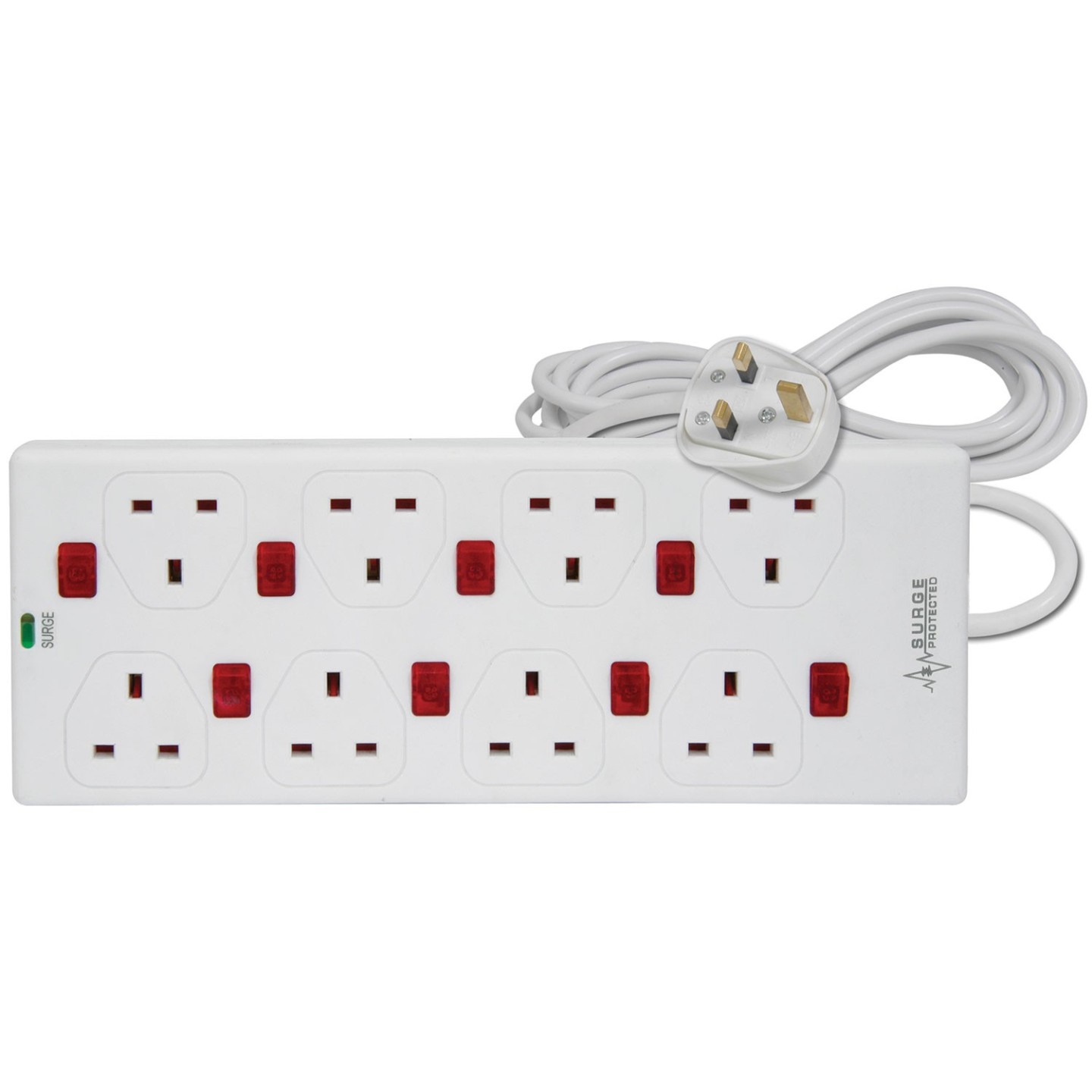 Mercury 8-Gang Power Extension 2.0m with Switches & Surge Protection 429.797UK — Buy in Cyprus with Fast Delivery