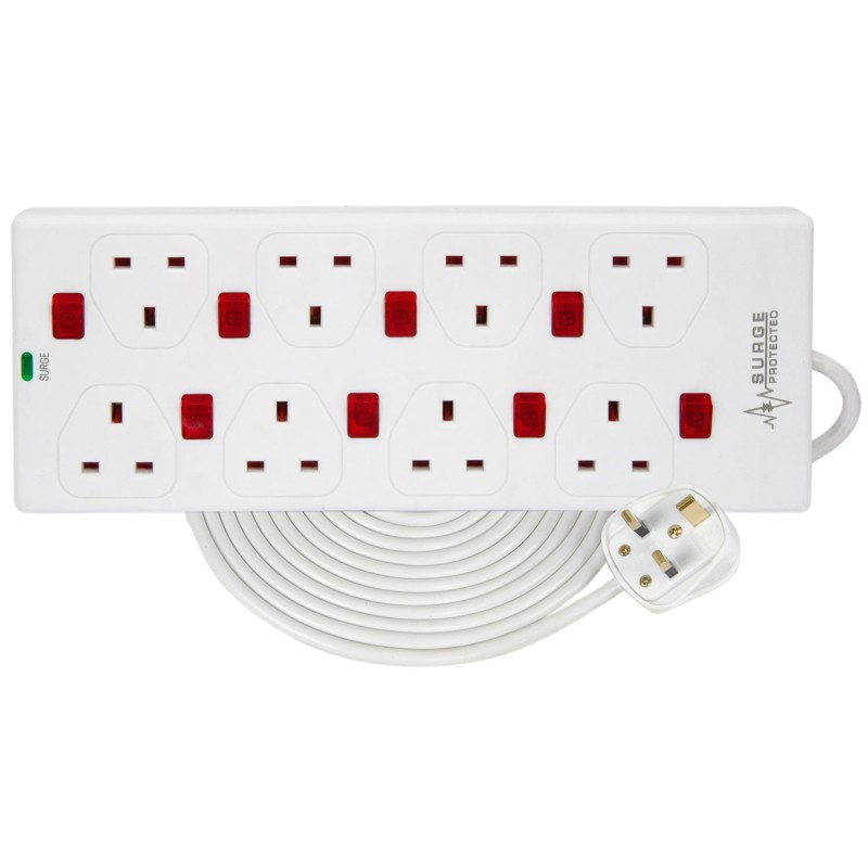 Buy Mercury 8-Gang Power Extension 2.0m with Switches & Surge Protection 429.797UK in Cyprus, Nicosia, Limassol, Larnaka, Pafos