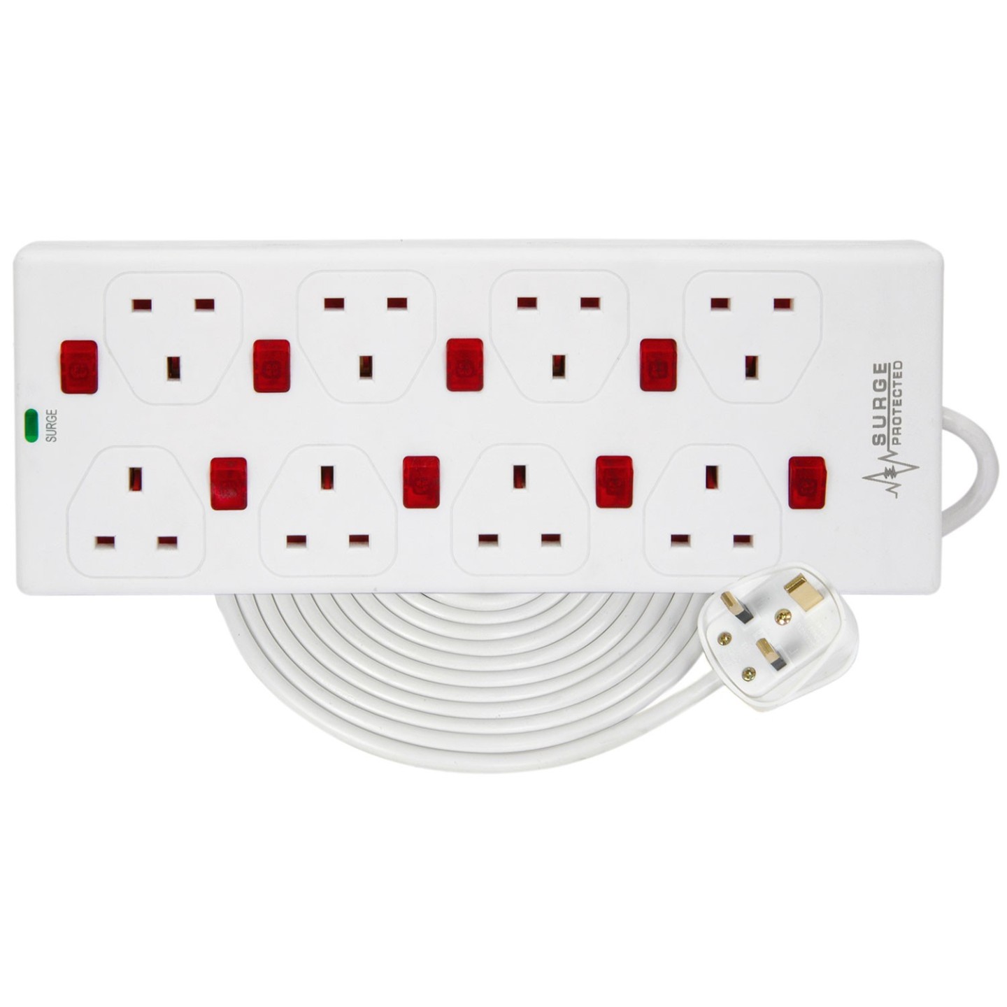 Mercury 8-Gang Power Extension 2.0m with Switches & Surge Protection 429.797UK — Buy in Cyprus with Fast Delivery