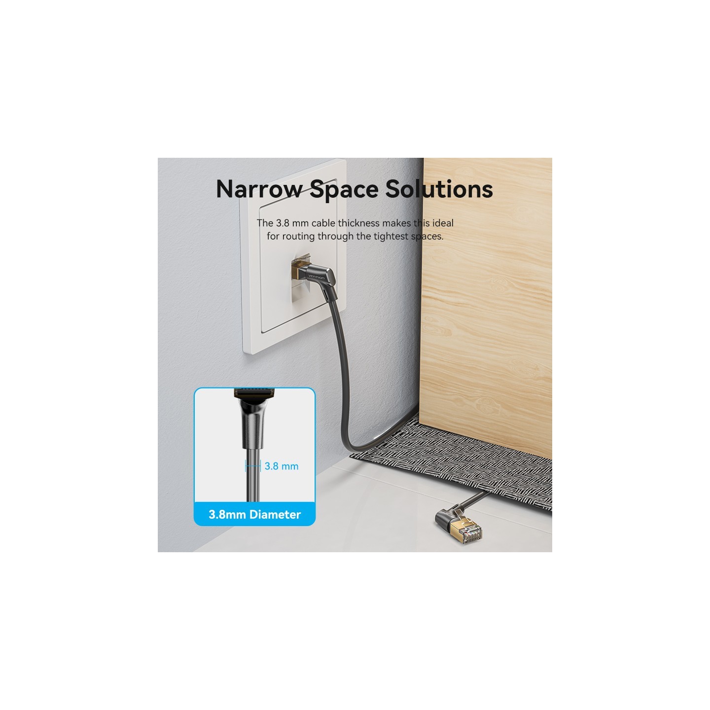 Vention Network Cable - IKLBH - Cat8 SFTP Rotate Right Angle Slim 2.0m Black — Buy in Cyprus with Fast Delivery