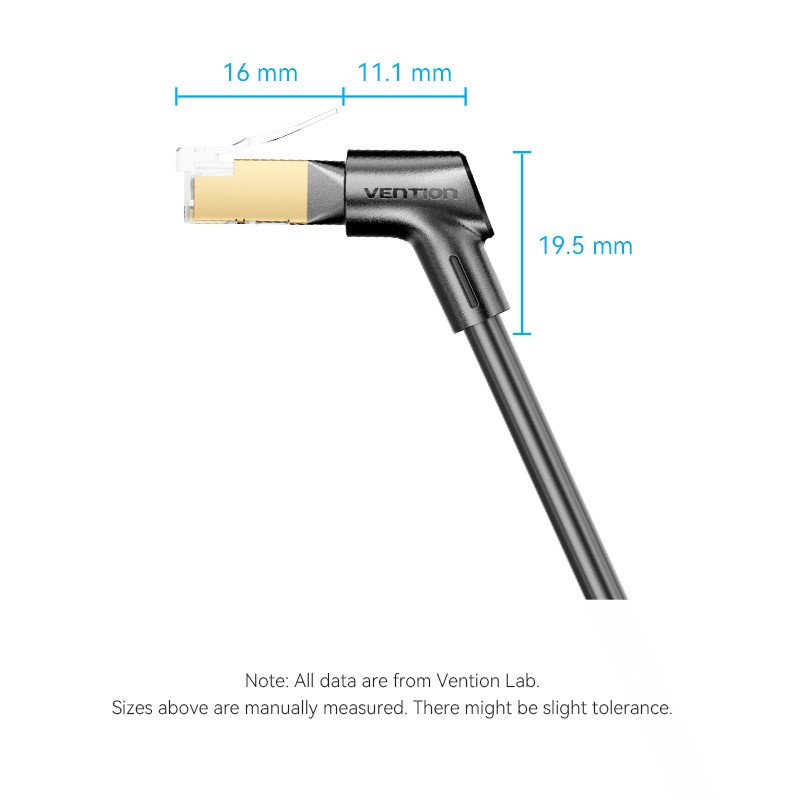 Buy Vention Network Cable - IKLBH - Cat8 SFTP Rotate Right Angle Slim 2.0m Black in Cyprus, Nicosia, Limassol, Larnaka, Pafos
