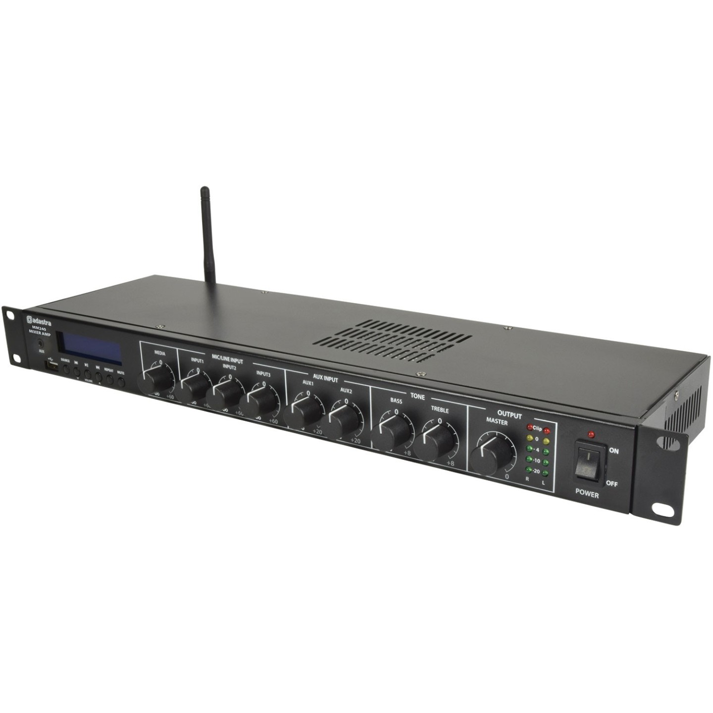 Adastra MM240 Rackmount Amplifier - 953.030UK - 2x120W@4ohms USB BT FM — Buy in Cyprus with Fast Delivery