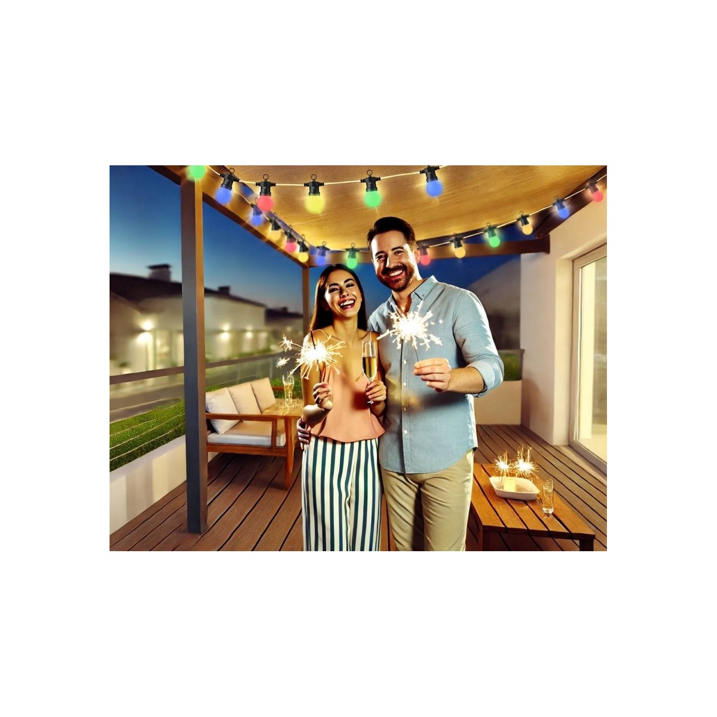 WOOX Smart LED Decorative String Light Bulbs - R5195 - IP65 RGB & CCT 9.0m Includes Remote Control