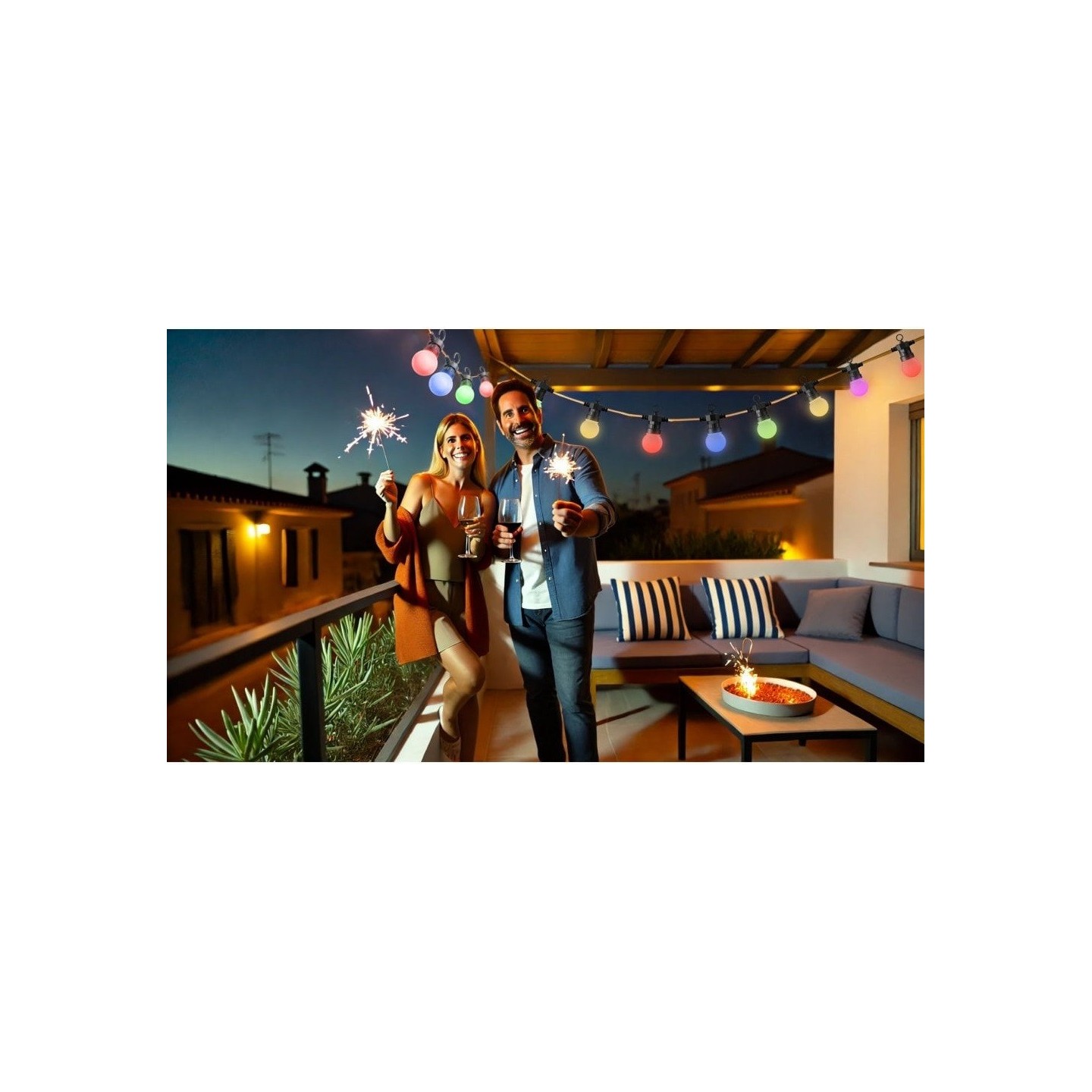 WOOX Smart LED Decorative String Light Bulbs - R5195 - IP65 RGB & CCT 9.0m Includes Remote Control