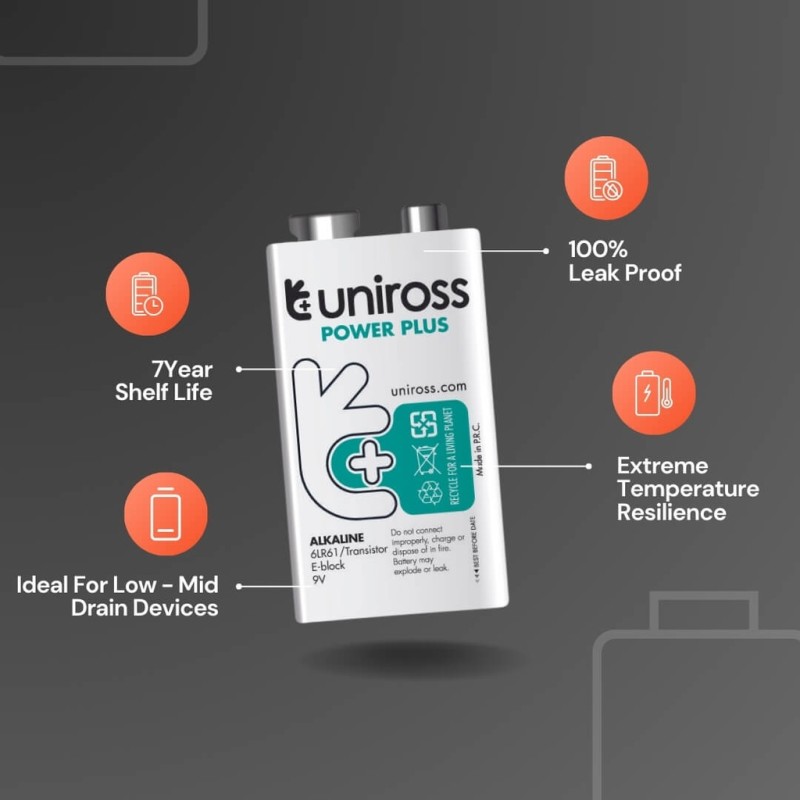 Buy Uniross Alkaline PP3 9V Power Plus Battery - 1pc in Cyprus, Nicosia, Limassol, Larnaka, Pafos