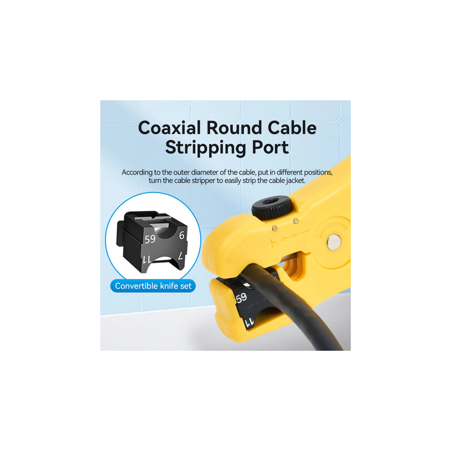 Vention NETWORK Tool Coaxial Cable Stripper - KEBY0 - Yellow — Buy in Cyprus with Fast Delivery