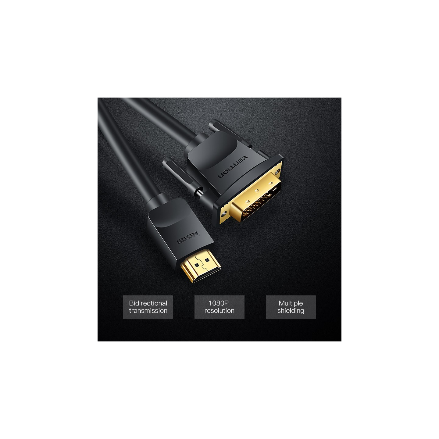 Vention HDMI Cable to DVI - ABFBJ - HDMI to DVI 24+1 BiDirection 5.0m — Buy in Cyprus with Fast Delivery