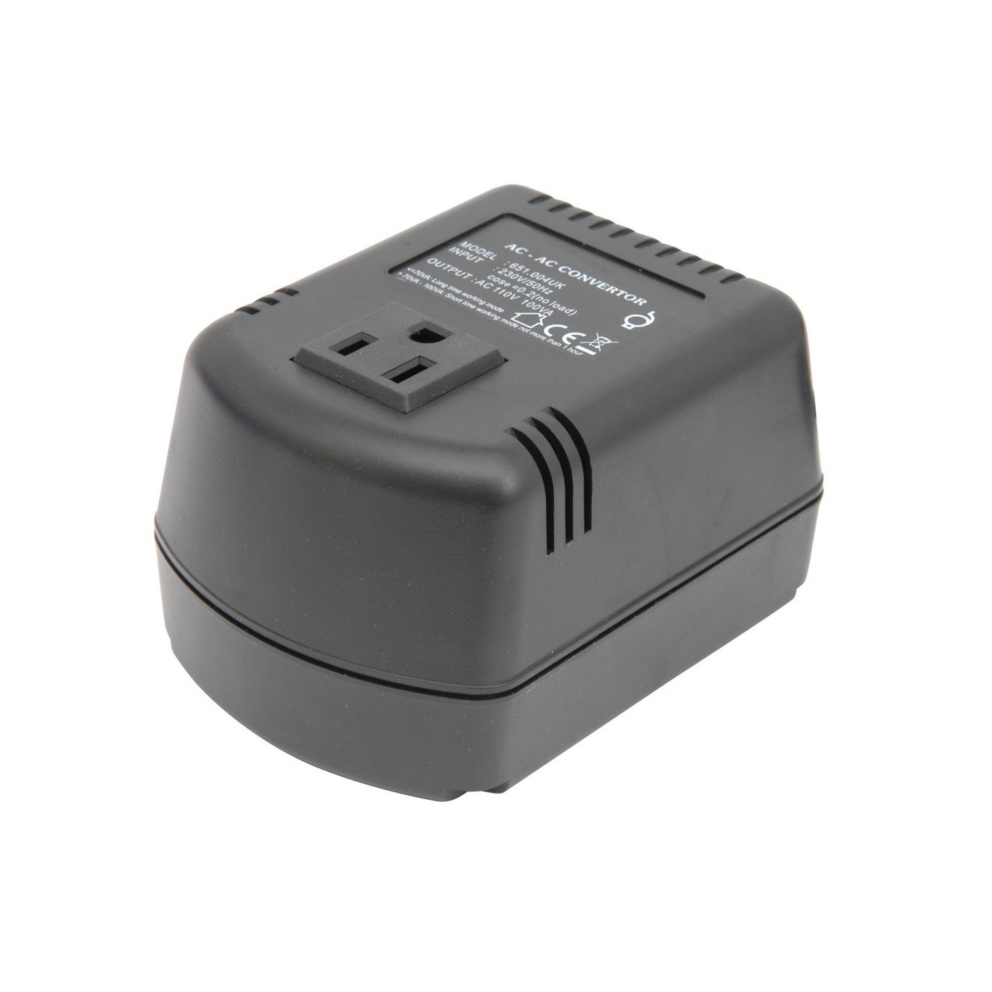 Mercury UK2US100VA US to UK Voltage Converter 230V-110V 100W - 651.004UK - US to UK Voltage Converter 230V-110V 100W