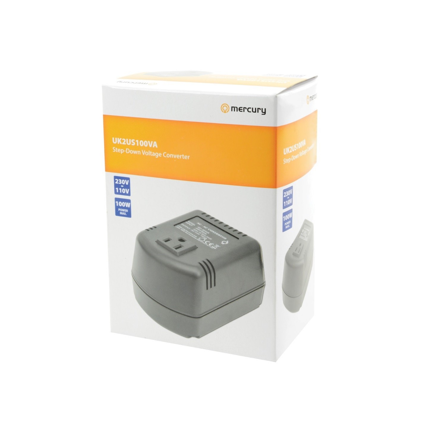 Mercury UK2US100VA US to UK Voltage Converter 230V-110V 100W - 651.004UK - US to UK Voltage Converter 230V-110V 100W