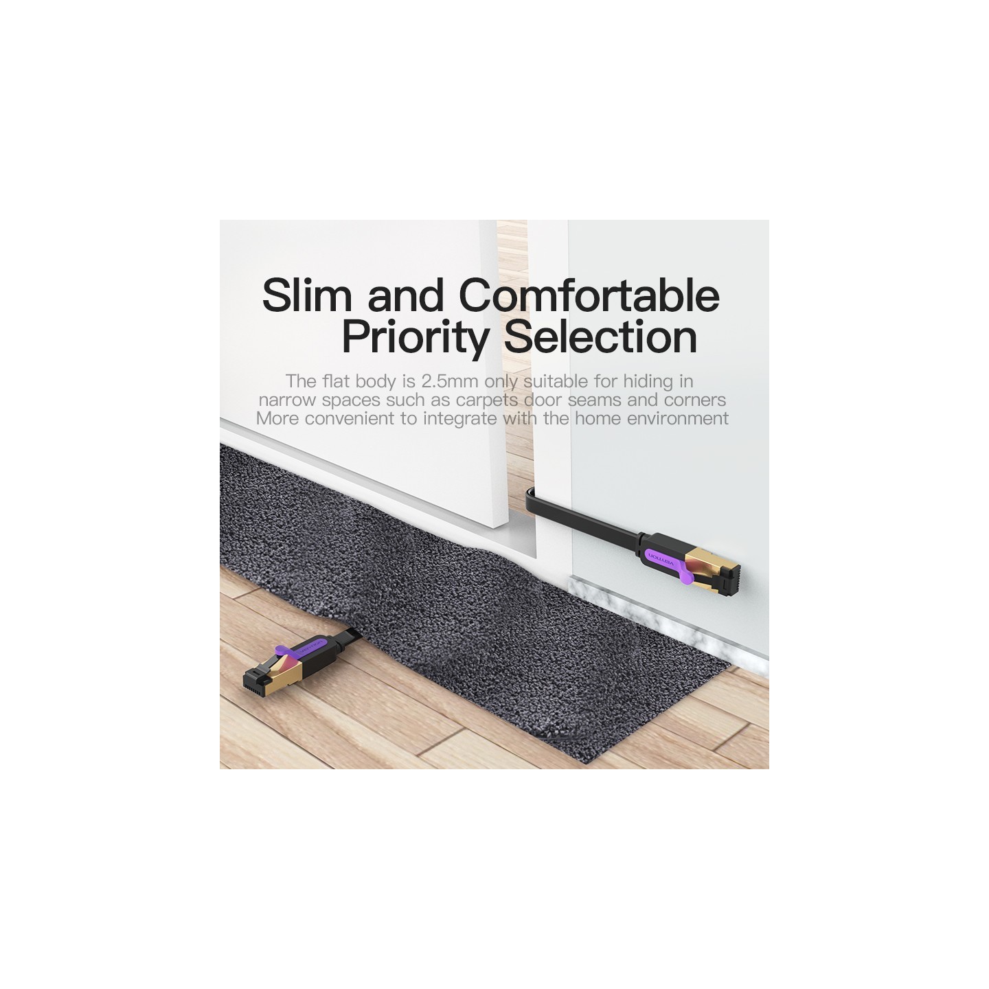 Vention Network Cable - ICABN - CAT7 Flat 15.0m Black — Buy in Cyprus with Fast Delivery