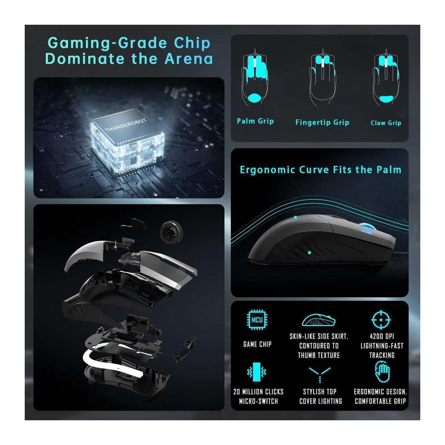 Thunderobot MG701 Wired Gaming Mouse - 4200 DPI - PAW3519 (Boxed) — Buy in Cyprus with Fast Delivery