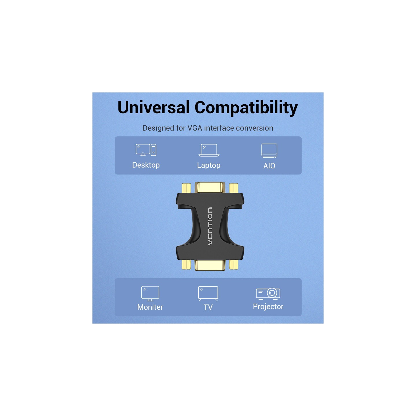 Vention VGA Coupler Female to Female - DDGB0 - Connect 2 VGA Cables — Buy in Cyprus with Fast Delivery
