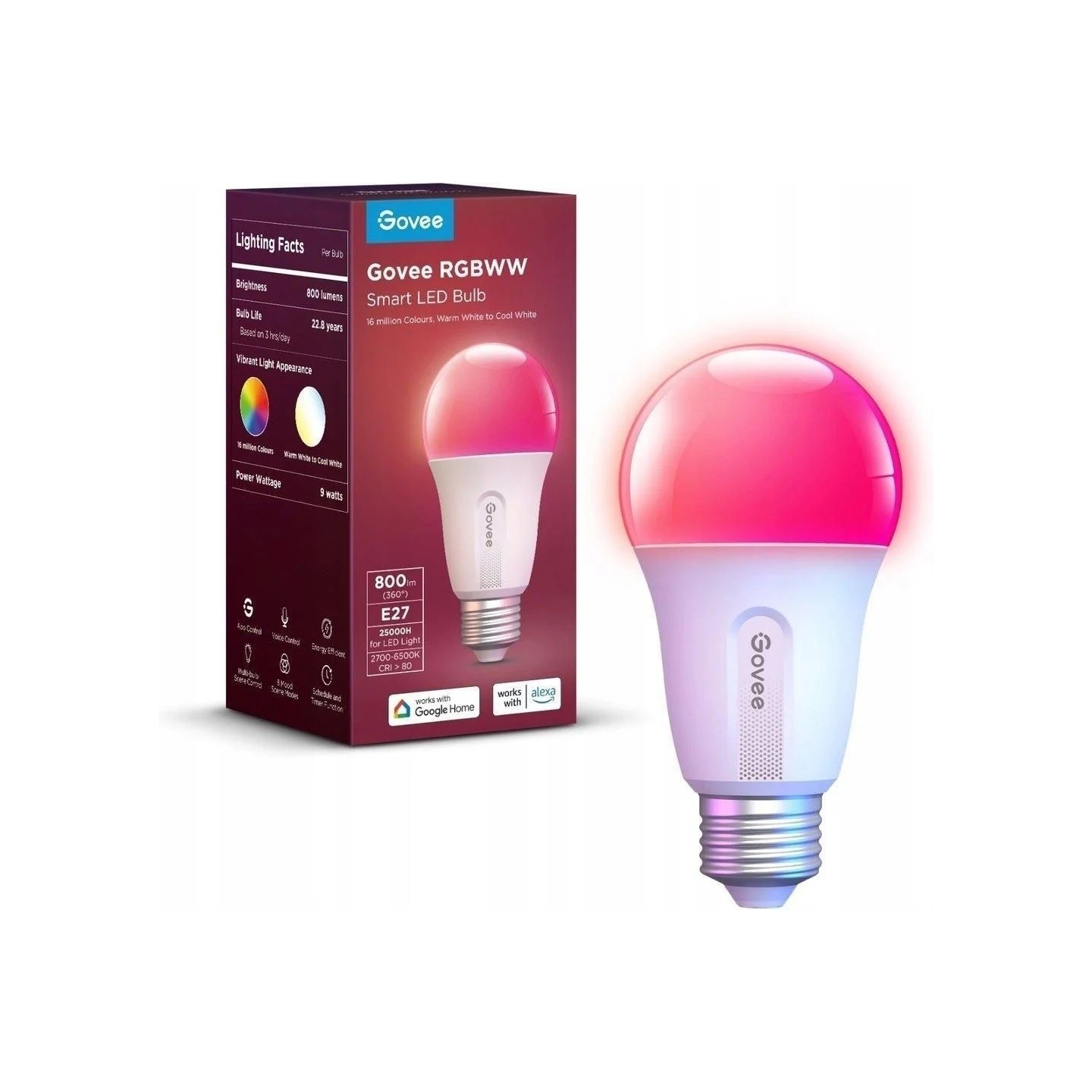 Govee Bulb Ceiling E27 Smart LED 800 Lumens - H6004CC1 - RGBWW — Buy in Cyprus with Fast Delivery