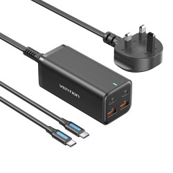 Buy Vention Charger Desktop Station 100W 2xC 2xA+240W Cable Black - FBSBG-UK - 1... in Cyprus, Nicosia, Limassol, Larnaka, Pafos