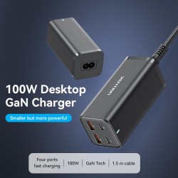 Buy Vention Charger Desktop Station 100W 2xC 2xA+240W Cable Black - FBSBG-UK - 1... in Cyprus, Nicosia, Limassol, Larnaka, Pafos