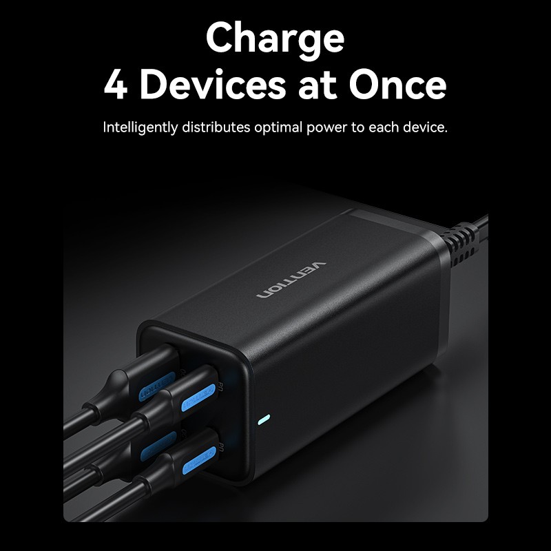 Buy Vention Charger Desktop Station 100W 2xC 2xA+240W Cable Black - FBSBG-UK - 1... in Cyprus, Nicosia, Limassol, Larnaka, Pafos