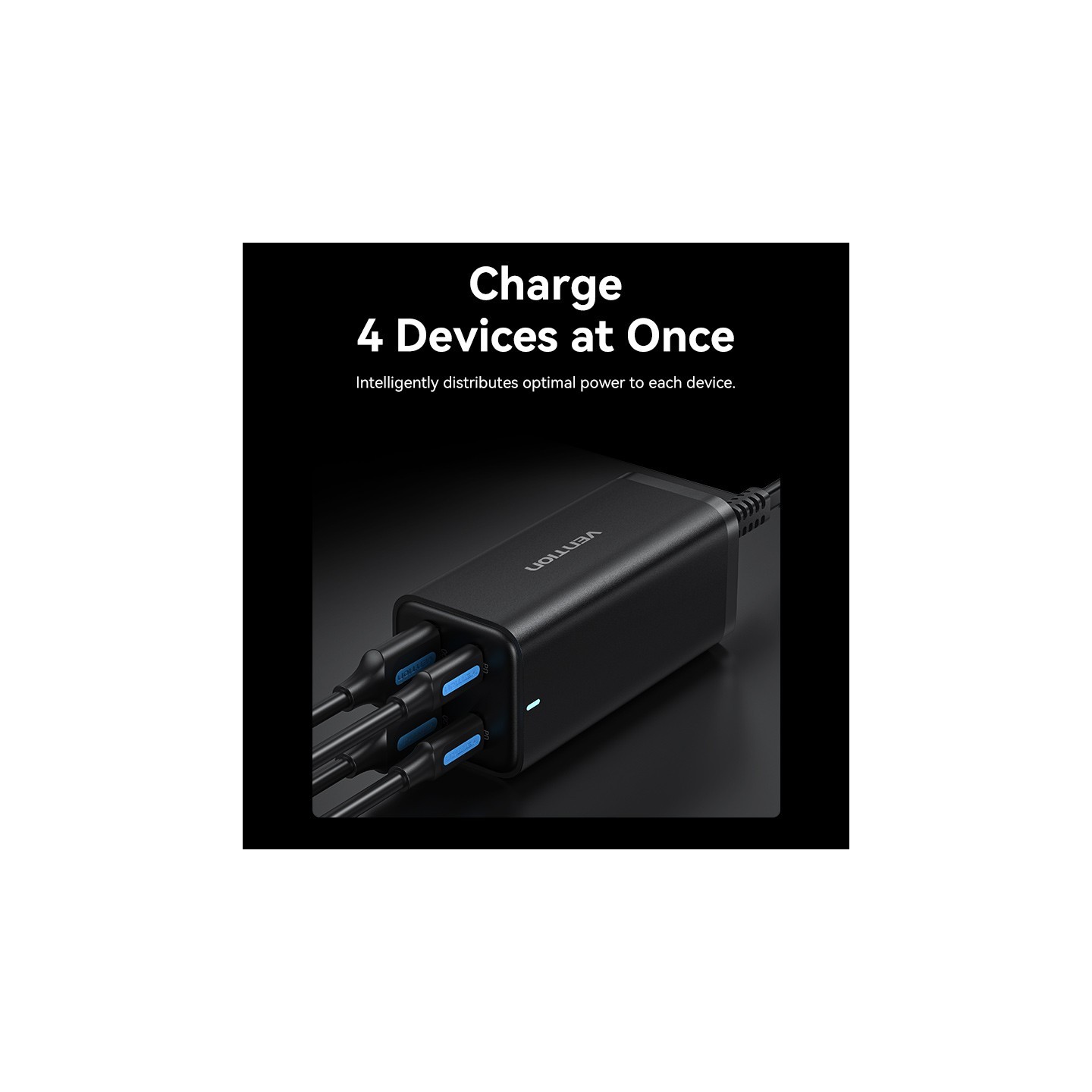 Vention Charger Desktop Station 100W 2xC 2xA+240W Cable Black - FBSBG-UK - 100W 2xC 2xA+240W Cable Black