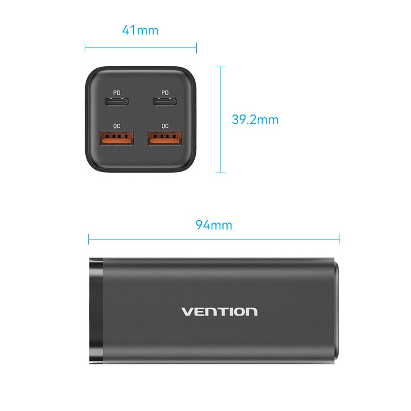Buy Vention Charger Desktop Station 100W 2xC 2xA+240W Cable Black - FBSBG-UK - 1... in Cyprus, Nicosia, Limassol, Larnaka, Pafos