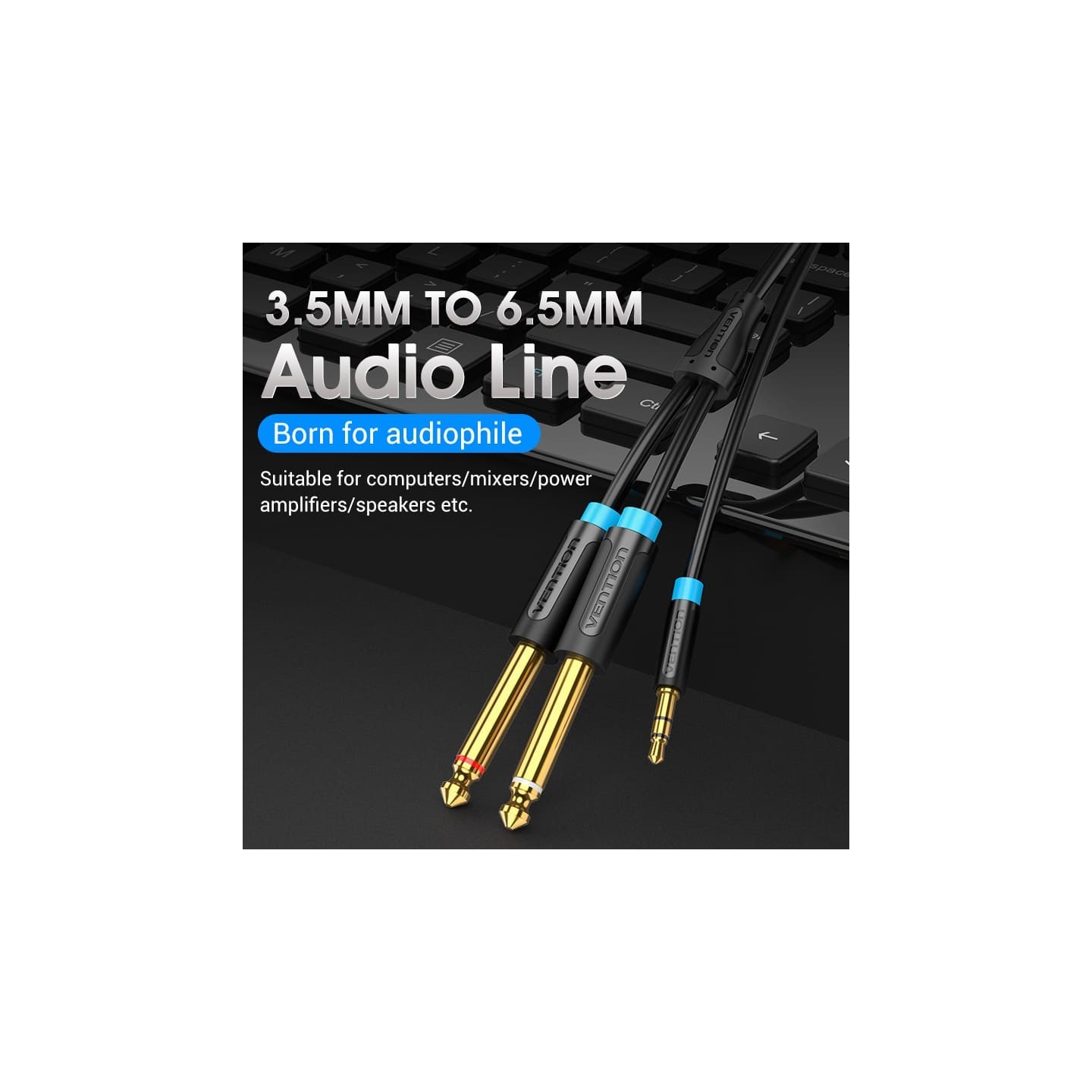 Vention Audio - BACBI - 3.5mm M to 2x6.3mm M Cable 3.0m — Buy in Cyprus with Fast Delivery