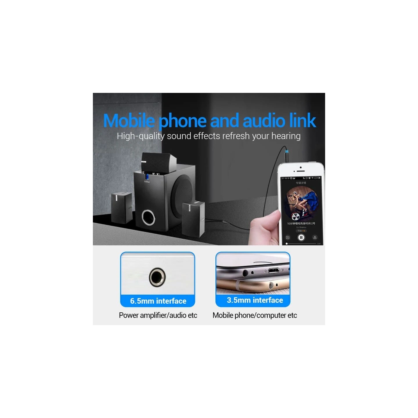 Vention Audio - BACBI - 3.5mm M to 2x6.3mm M Cable 3.0m — Buy in Cyprus with Fast Delivery