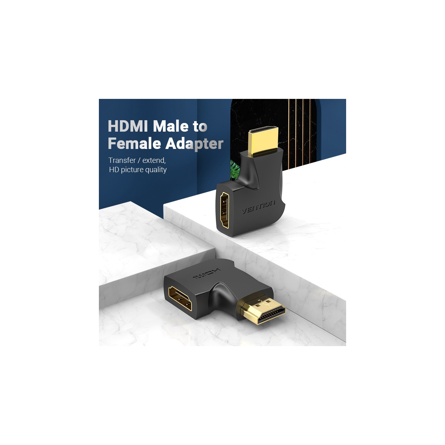 Vention HDMI Adaptor - AIPB0 - 90 Degree Vertical Flat 4K60Hz — Buy in Cyprus with Fast Delivery