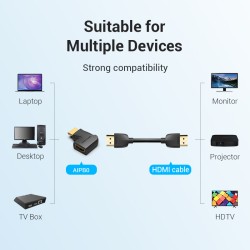 Buy Vention HDMI Adaptor - AIPB0 - 90 Degree Vertical Flat 4K60Hz in Cyprus, Nicosia, Limassol, Larnaka, Pafos