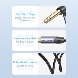 Buy Vention AUDIO - BKEHJ - 6.3mm M-M Braided Cable Right Angle 5.0m in Cyprus, Nicosia, Limassol, Larnaka, Pafos