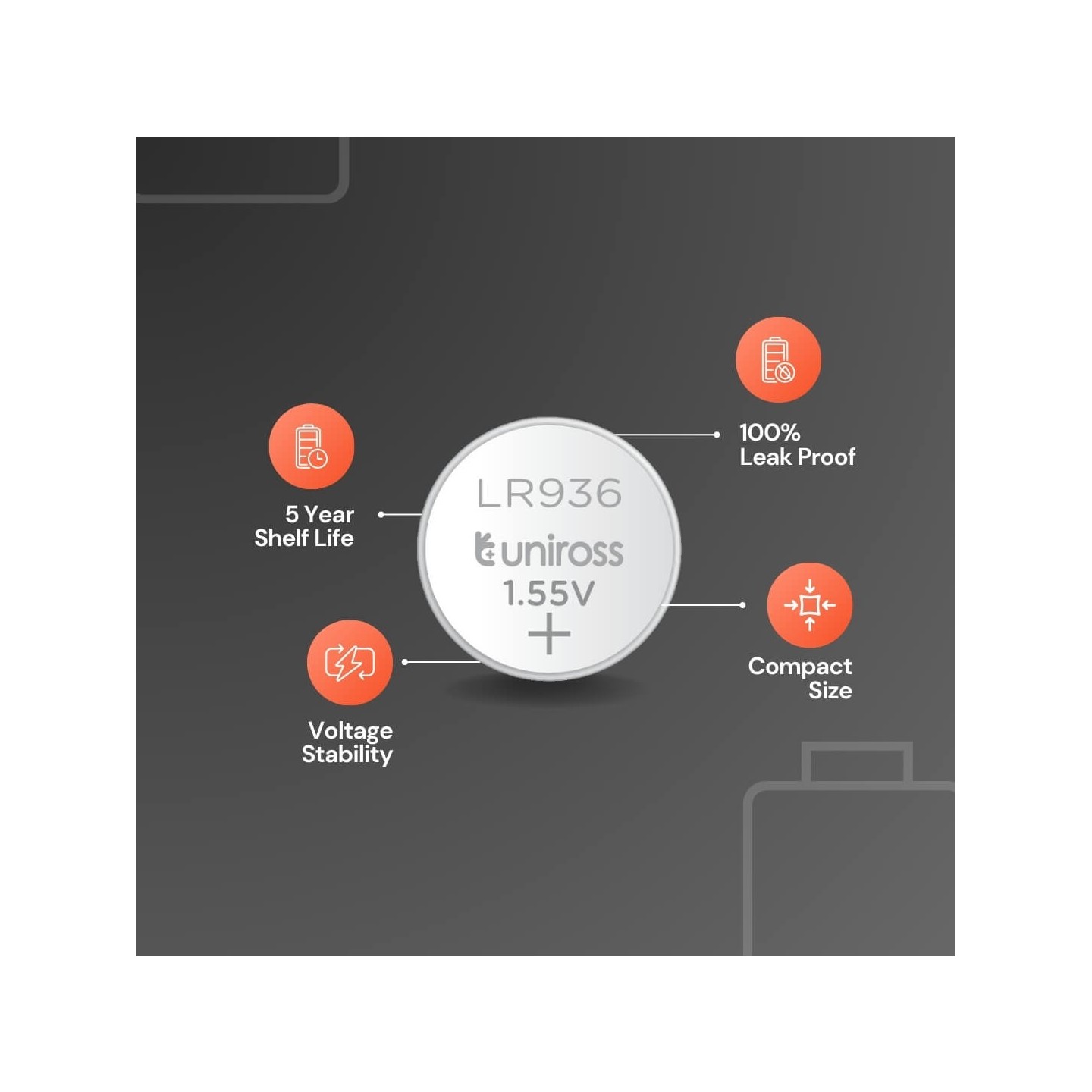 Uniross Alkaline-Coin Battery - LR936 AG9 LR45 - 10pack — Buy in Cyprus with Fast Delivery