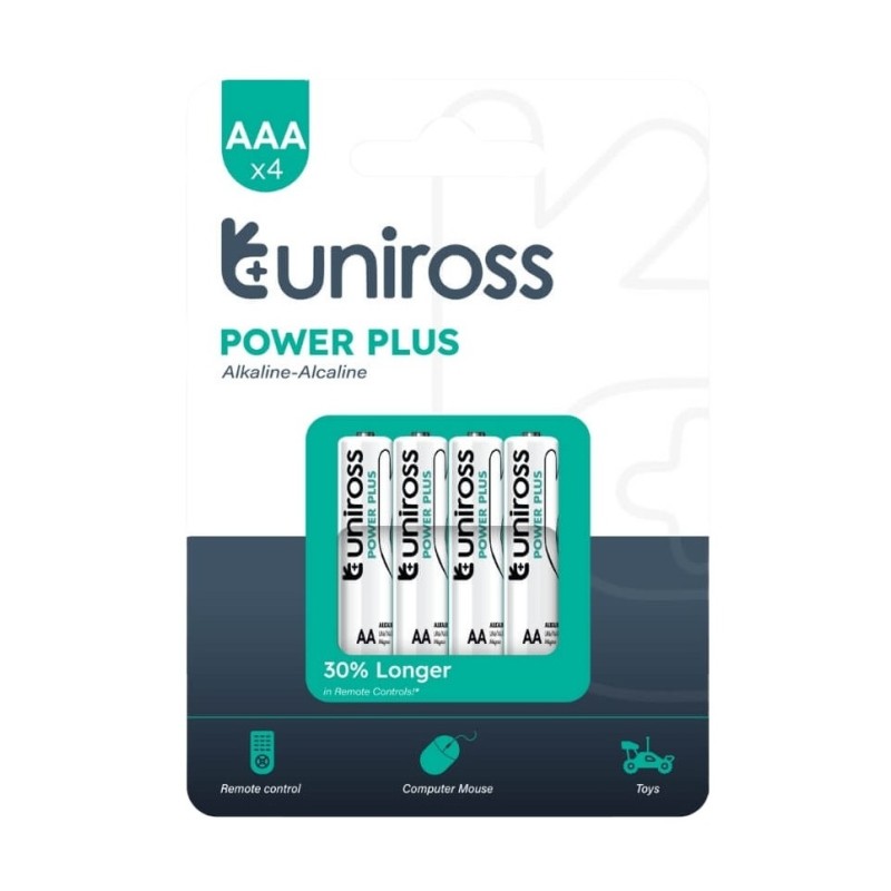Buy Uniross Alkaline AAA Power Plus Batteries - 4 Pcs (New) in Cyprus, Nicosia, Limassol, Larnaka, Pafos