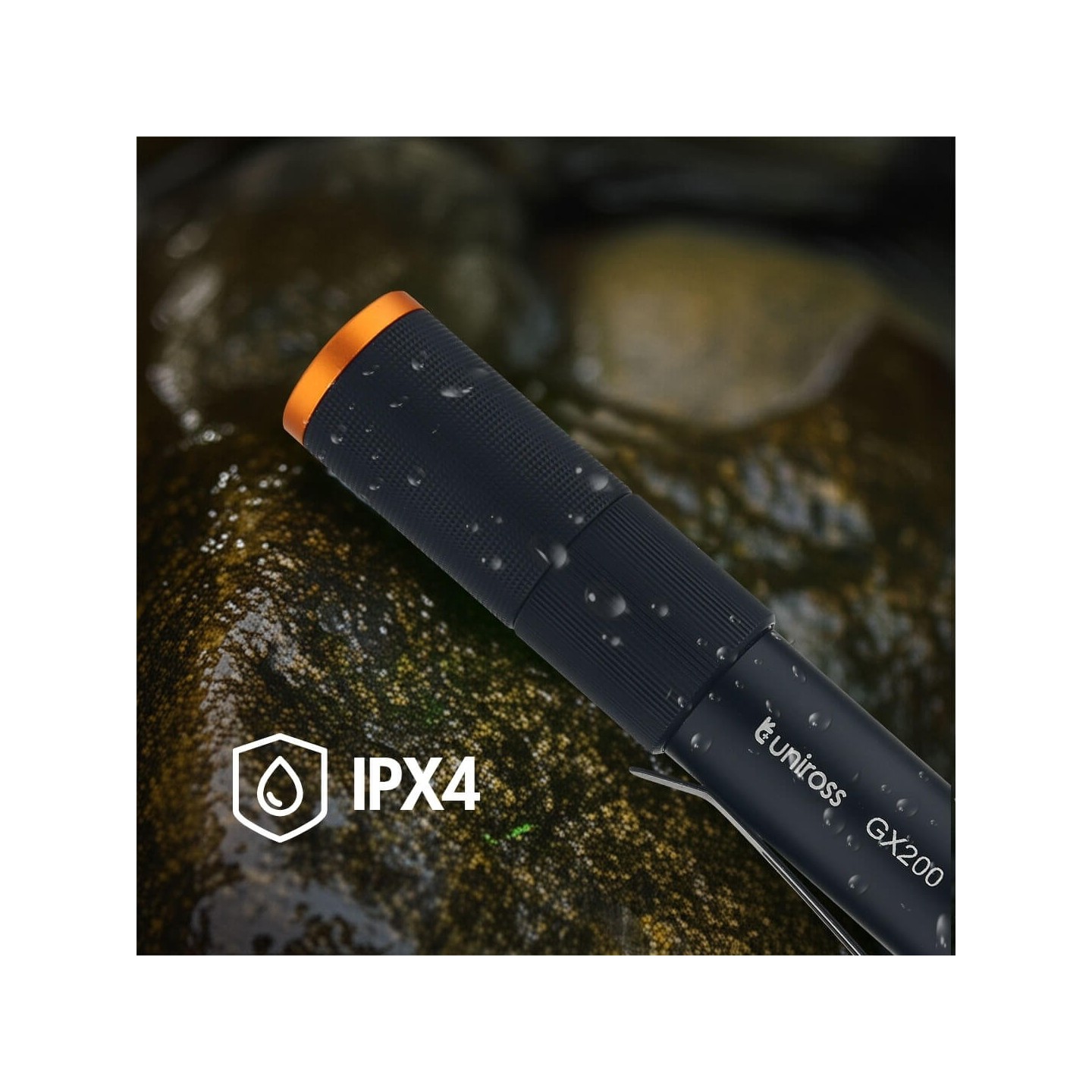 Uniross USB Rechargeable Torch - GX200 - IP44 Waterproof Aluminium 300 lumens 135m Beam — Buy in Cyprus with Fast Delivery