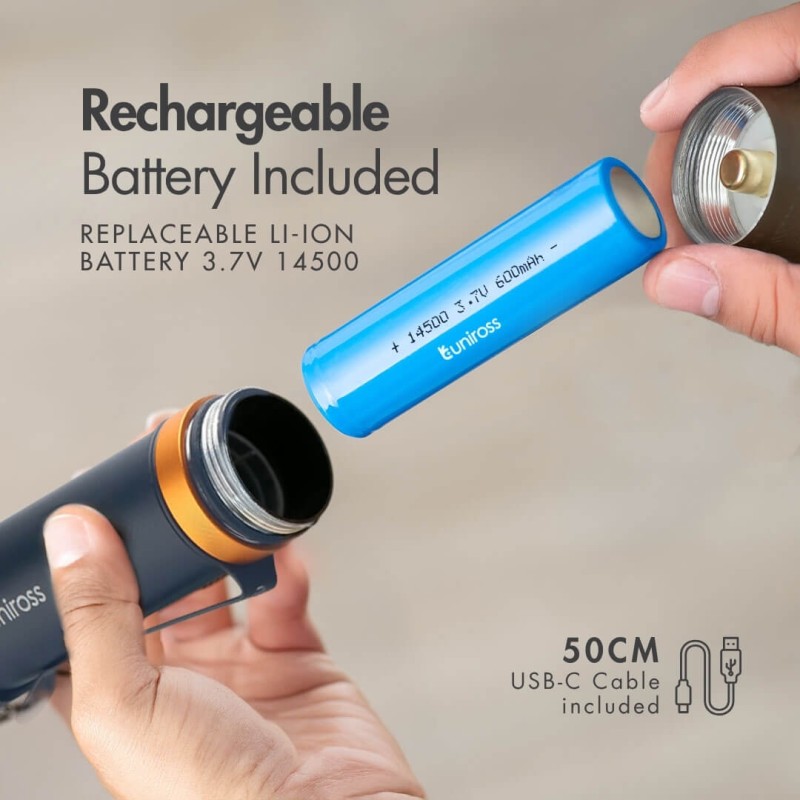 Buy Uniross USB Rechargeable Torch - GX200 - IP44 Waterproof Aluminium 300 lumen... in Cyprus, Nicosia, Limassol, Larnaka, Pafos