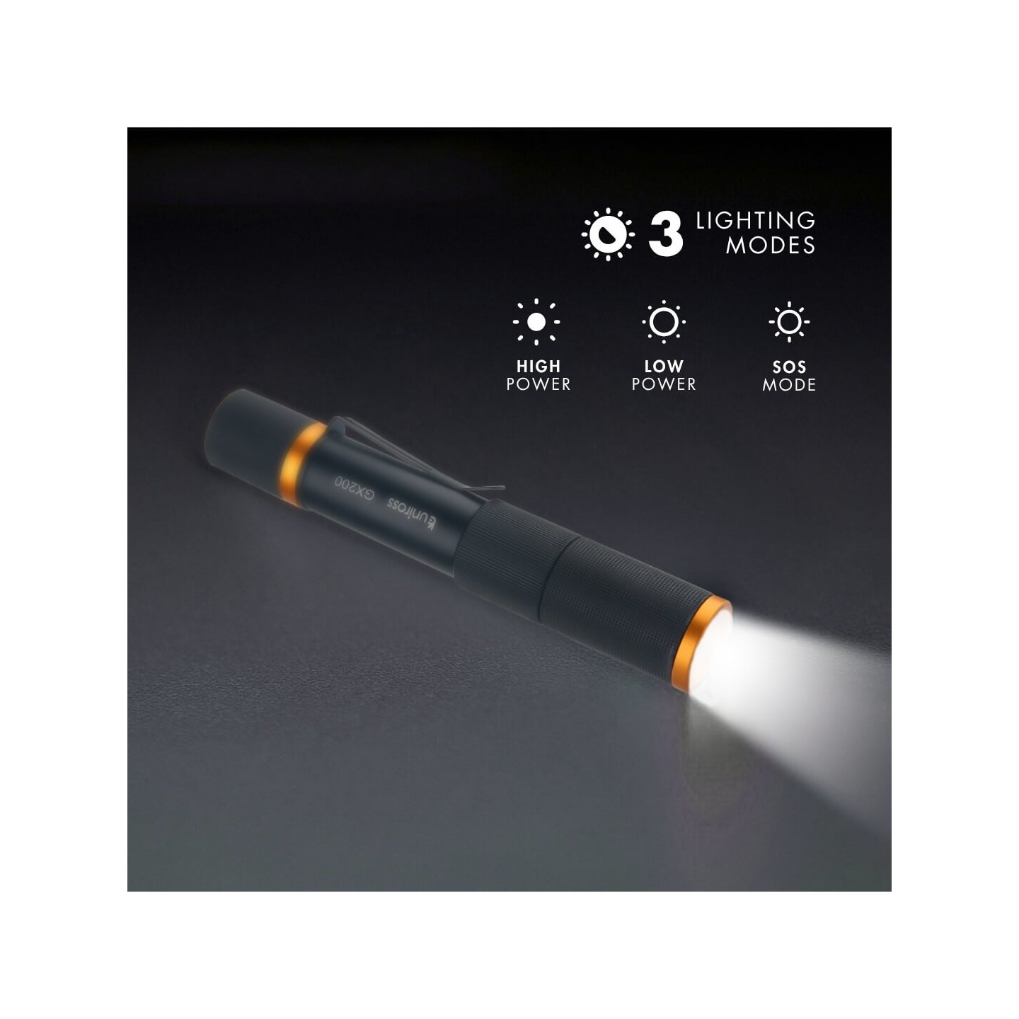 Uniross USB Rechargeable Torch - GX200 - IP44 Waterproof Aluminium 300 lumens 135m Beam — Buy in Cyprus with Fast Delivery